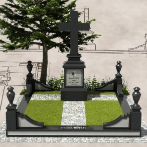 Дизайн гранитного цоколя для памятника с крестом. 